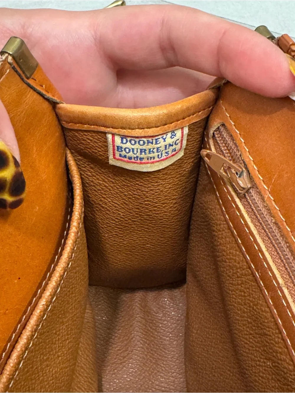 Dooney & Bourke Cream and Brown Leather Crossbody Shoulder Bag